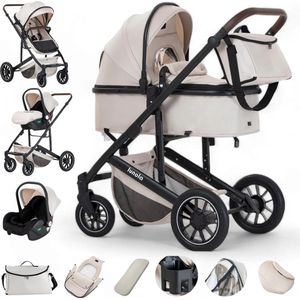 Lunola Luna - Kinderwagen 3-in-1 - incl. autostoel - 0-22kg - XXL - Wandelwagen - Multifunctionele Buggy 3in1 - Wit