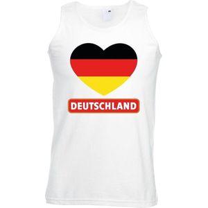 Duitsland hart vlag singlet shirt/ tanktop wit heren XL