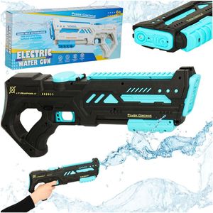 Playos® - Elektrisch Waterpistool - Blauw - 45 cm - tot circa 10 meter - met Geluidseffecten - ook Handmatig te gebruiken - Waterspeelgoed - Watergun - Buitenspeelgoed