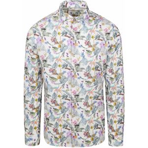 R2 Shirt Linen/Cotton Flower Print Multicolour - Maat XXL - Heren - Overhemden Casual