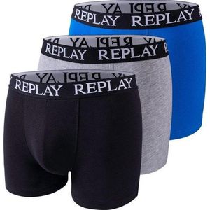 Replay boxershorts 3pack blauw grijs zwart 1101102V001N175, maat XL