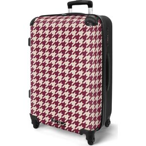 NoBoringSuitcases.com® - Koffer groot - Rolkoffer lichtgewicht - Paars Pied de Poule patroon - Vakantie reiskoffer met 4 wielen - Grote trolley XL - Travel suitcase large - 20 kg bagage - Ruimbagage medium met TSA slot