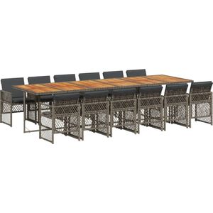 vidaXL 13-delige Tuinset - Poly Rattan - Inclusief Kussens Tuinmeubel Set - Buitentafels - Lounge Set - Eetkamerset - Poly Rattan
