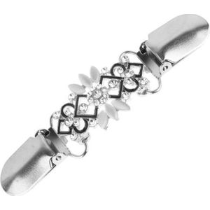 Fako Bijoux® - Vestsluiting - Vestclip - Sjaalspeld - Vestklem - Kristal - Kattenoog - Zilverkleurig