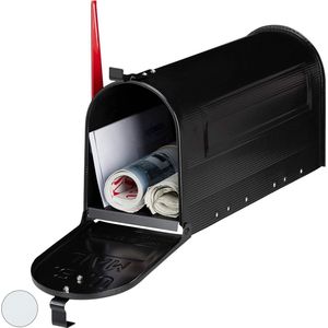 Vintage Amerikaanse brievenbus - Groot formaat - Afmetingen ca. 25x19x525 cm - Zwart vlaggetje