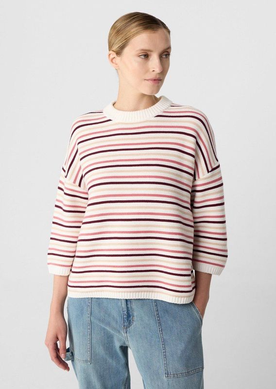 comma - Gebreide Trui - Gestreept - Relaxed-fit - 3/4-mouwen