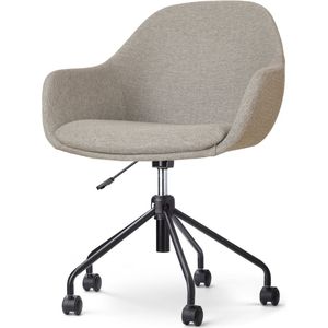 Nolon Nout-Mae Bureaustoel Warm Grijs - Stof - Verstelbaar - Wieltjes - Zwart Onderstel - Design - Comfortabel
