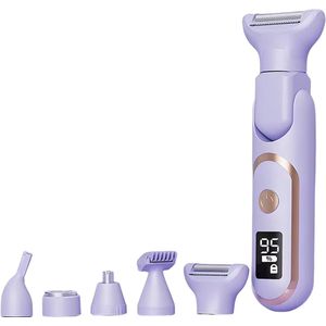 Nuvado Oplaadbare 5-in-1 Elektrische scheerapparaat Voor Vrouwen - Paars - Waterdichte Scheerapparaat Voor Oksels - Benen - Bikinilijn - Armen - Neus en Oren - Reizen - Ladyshave voor Vrouwen - LadyGroomer - Ladyshaver
