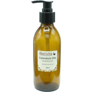Calendula Olie 200ml Pompfles - Goudsbloemolie - Maceraat - Calendula Bloemen in Pure Jojoba Olie