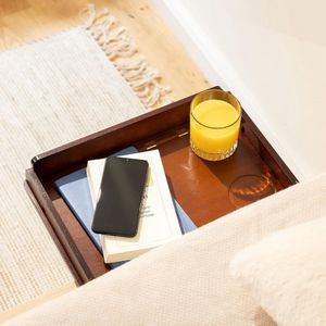 zwevend nachtkastje van bamboe - 38 x 26 x 11cm - Tafeltje voor aan het bed - Klembare bedplank - Bevestiging zonder boren of gereedschap