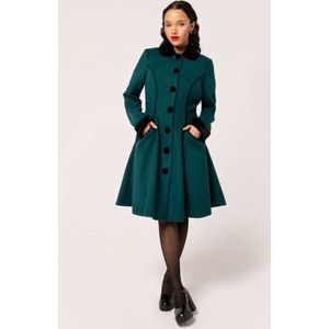 Hell Bunny Harper Coat Lange jassen groen XS - Polyester - Gothic