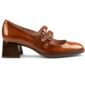 Hispanitasvoor vrouwen. HI243717 Bruine Mary Jane leren schoenen (35), Leer, 1 tot 3 cm, Gesp, Casual