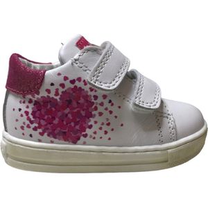 Falcotto - Corrason - Mt 19- Velcro roze hartjes lederen sneakers - wit