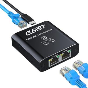 Clerby Ethernet Gigabit Netwerksplitter - 1 naar 2 - 1000Mbps - Ethernet Splitter - RJ45 Splitter - Netwerk Switch