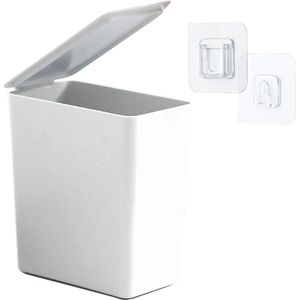 Tafelprullenbak met Deksel, 3L, Mini Afvalbak voor Woonkamer, Badkamer, Kantoor, Slaapkamer, ABS, Lichtgewicht Luxe (Wit)