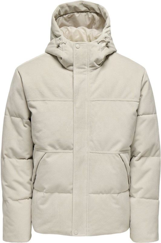 ONLY & SONS gewatteerde jas met textuur ecru
