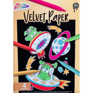 Grafix - Velvet kleurplaten - ''Ruimte'' - Knutselen meisjes - Knutselen jongens - Kleurboek - Kleurplaten voor kinderen