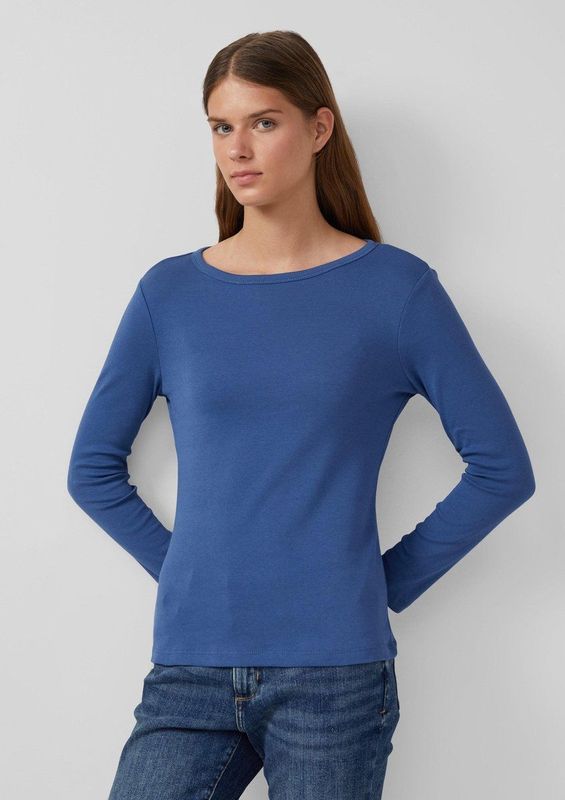 T-shirt - Gemêleerd - Lange Mouwen - Slanke Pasvorm