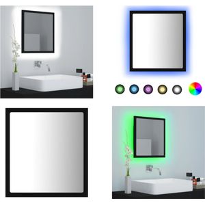 vidaXL Badkamerspiegel LED 40x8-5x37 cm acryl zwart - Spiegel - Spiegels - Badkamerspiegel - Badkamerspiegels