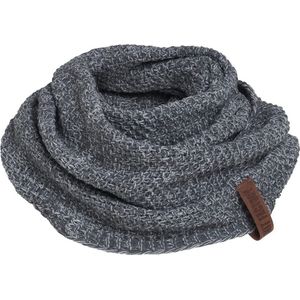 Knit Factory Coco Gebreide Colsjaal - Ronde Sjaal - Nekwarmer - Wollen Sjaal - Grijs gemeleerde Colsjaal - Dames sjaal - Heren sjaal - Unisex - Antraciet/Licht Grijs - One Size