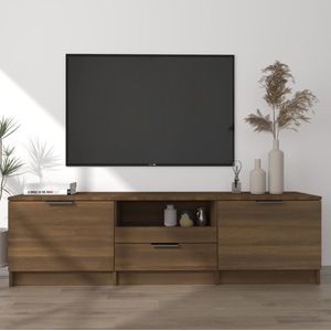 The Living Store TV-meubel Bruineiken 140x35x40 cm - Praktisch - Hoogwaardig Materiaal - Voldoende Opbergruimte - Stevig Blad