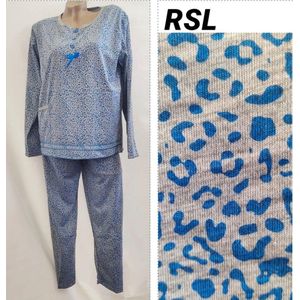 Dames pyjama set met panterprint XXL 42-44 grijs/blauw