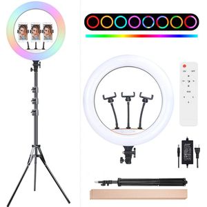 Ringlamp groot- 56 cm/22 inch inclusief statief - Fill Light tripod stand ringlight inclusief 3 telefoonhouders - Incl. Afstandsbediening
