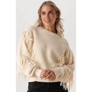 Catwalk Junkie Relaxed Fringed Knit Truien & vesten Dames - Sweater - Hoodie - Vest- Ecru - Maat 40