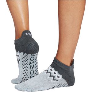 ToeSox Yoga No-Show Grip Socks teensokken - Grijs/Donkergrijs - 36-38