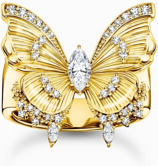 Thomas Sabo - Ring - Gerecycled Zilver - Geel Goud Verguld - Zirkoon