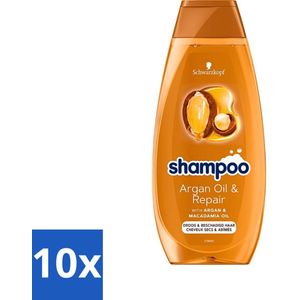 10 x Schwarzkopf - Shampoo Argan Oil & Repair - Voedt & Versterkt - 400 ml - Haarversterking - Argan Olie - Macadamia Olie