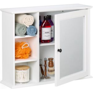 spiegelkast badkamer - 5 vakken - 48 x 60 x 18 cm - badkamerkastje - wit