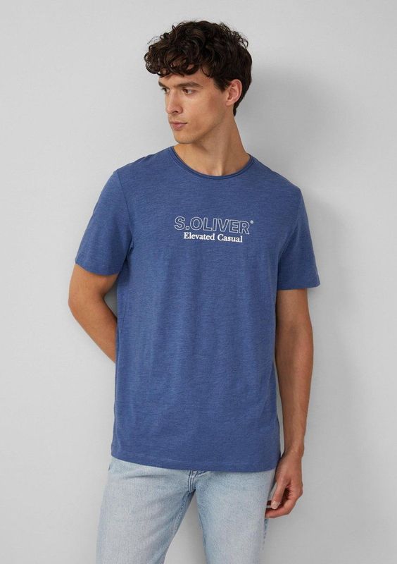 s.Oliver - Shirt - Saffier/Natuurwit - T-shirt