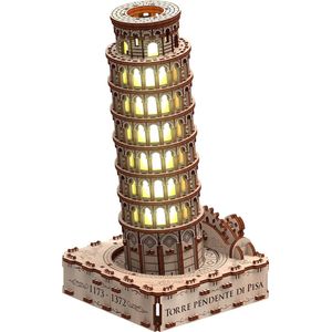 Mr. Playwood Leaning Tower of Pisa (eco-light) - 3D houten puzzel - Bouwpakket hout - DIY - Knutselen - Miniatuur - 435 onderdelen