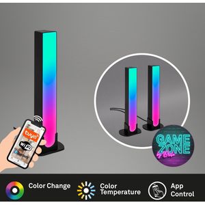 BRILONER - Tafellamp - 7490025 - Magic RGB / RGBIC - CCT - Kleurtemperatuurregeling - App bediening - Voice control - Muzieksensor - 24 x 3,5 x 3,5 cm - Zwart
