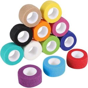 Effen scheurbaar elastisch verband - 2,5 cm x 4,5 m - 12 rollen zelfklevend verband - zelfklevend verband - elastisch vast verband - zelfklevend - voor sport, handen, armen, voeten, gewrichten, vingers - vingerverbanden