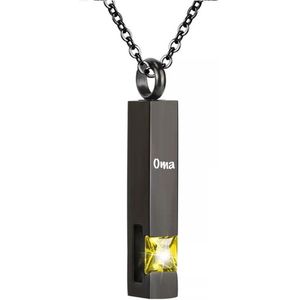 Luxe Ashanger | Met Ketting En Gravering | Oma | Assieraad | Zwart Met Groene Steen | As Ketting | Gedenksieraad | Urn | Incl. As vuller