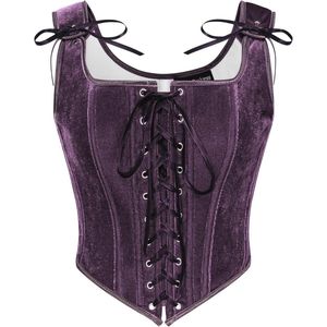 Middeleeuws en Renaissance Dameskorset - Velours Bustier met Vetersluiting