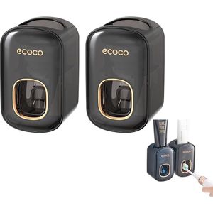 Tandpastadispenser voor wandmontage, automatische tandpastadispenser, waterdicht en stofvrij (donkercyaan) (grijs2 stuks)