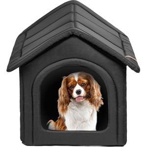 Rexproduct Hondenhuis – Hondenhuisjes voor binnen – Waterdicht Hondenmandje - Hondenhok – Hondenmand met dak - Donkergrijs