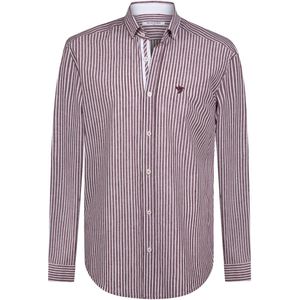 Felix Hardy Overhemd - Gestreept - Poplin Katoen Linnen - Lange Mouw Heren Bordeaux - M