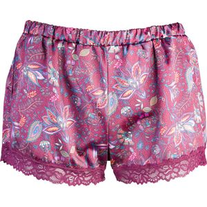 Guy de France - Short nacht satijn - bedrukt bordeaux cashmere - S