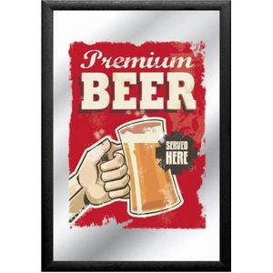 Spiegel - Premium Beer - Served Here - 32x22 cm - Wandspiegel
