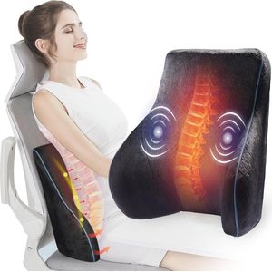 Massagekussen voor Rugpijn met Warmte en Massagemodi – Geheugenschuim en Verstelbare Riemen voor Thuis en Kantoor