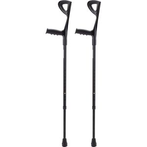 Elleboogkrukken - loopkrukken - krukken open manchet Zwart - Verstelbaar - Set - paar van 2