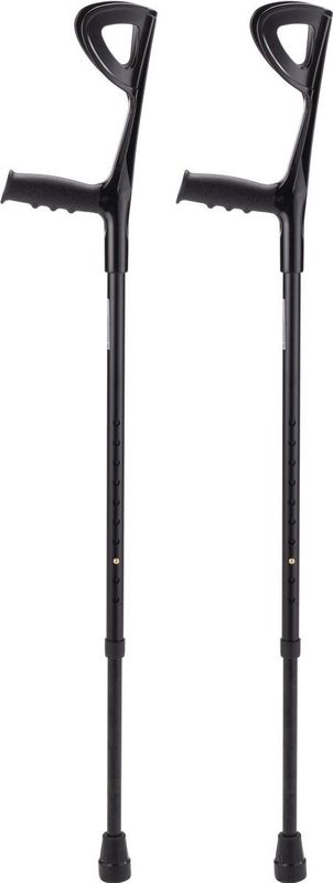 Elleboogkrukken - loopkrukken - krukken open manchet Zwart - Verstelbaar - Set - paar van 2