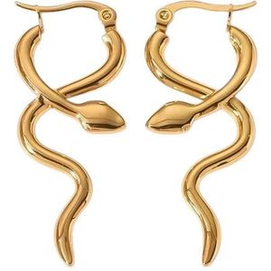 Aramat Jewels Oorringen - Goudkleurige stainless steel slangen oorringen glad– 42mm - Roestvrij staal - Vrouwen - Volwassenen - [45mm]
