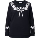 MIAMODA - Dames - Sweatshirt comfortabele pasvorm strikjespatroon - Zwart - Maat 42