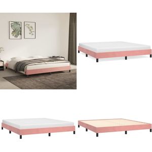 vidaXL Bedframe fluweel roze 180x200 cm - Bedframe - Bedframes - Slaapmeubel - Bedbodem