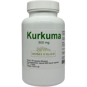 Herbes D'elixir KurKuma capsules - 600 mg - Puur - Zonder toevoegingen - 150 vegan capsules